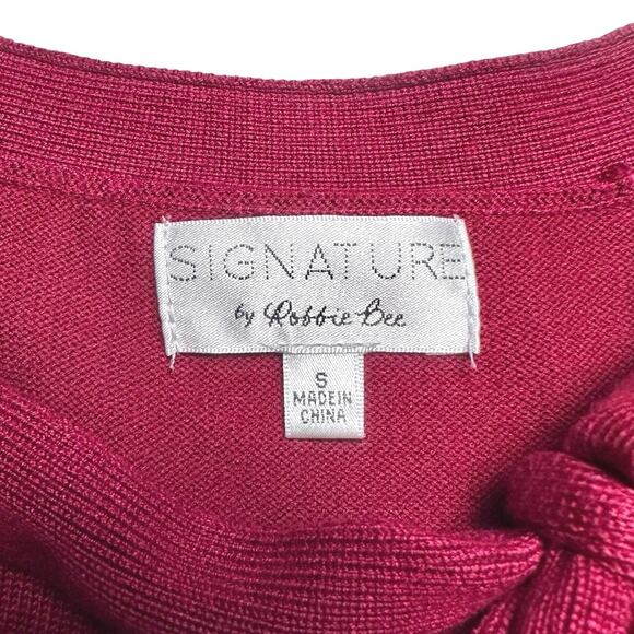 Signature by Bobbie Bee | Women | Red Stretch Knit Bow LS Mini Dress | Small - Picture 8 of 12